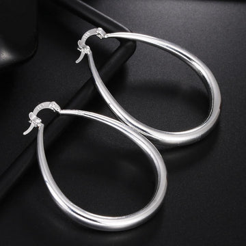 High Quality 41MM Silver Smooth Circle Big Hoop Earrings - The Jewellery Supermarket